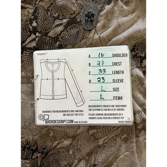 AKARU Dubai Beaded Accent Tunic Shirt Long Sleeve Loose top Sz L Cream Brown - Picture 9 of 9